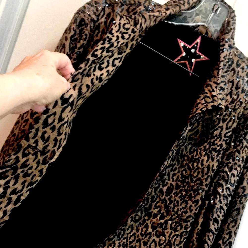 NWOT Leopard Print Sequin Jacket - Picture 5 of 10